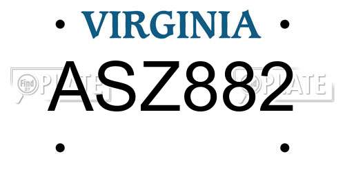 ASZ882 Virginia License Plate