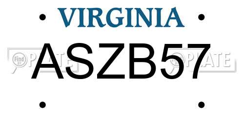 ASZB57 Virginia License Plate