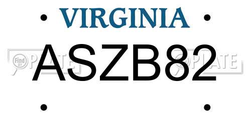 ASZB82 Virginia License Plate