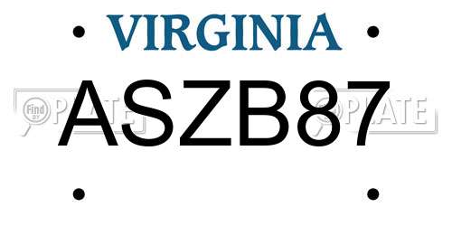 ASZB87 Virginia License Plate