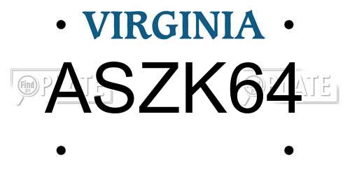 ASZK64 Virginia License Plate
