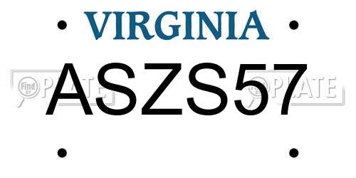 ASZS57 Virginia License Plate