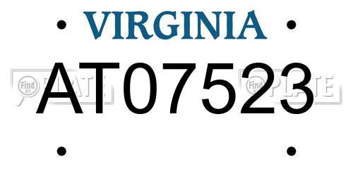 AT07523 Virginia License Plate