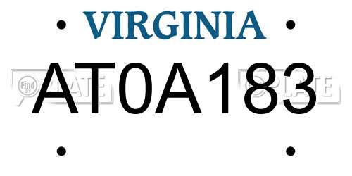 AT0A183 Virginia License Plate