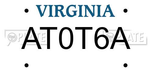 AT0T6A Virginia License Plate