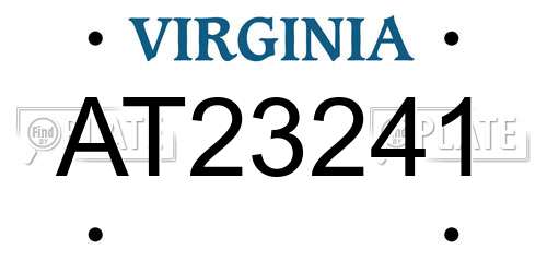 AT23241 Virginia License Plate