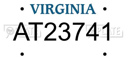 AT23741 Virginia License Plate