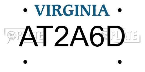 AT2A6D Virginia License Plate