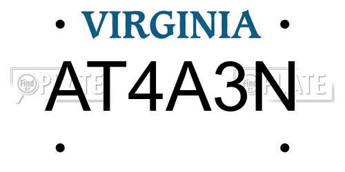 AT4A3N Virginia License Plate