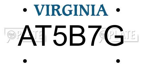 AT5B7G Virginia License Plate