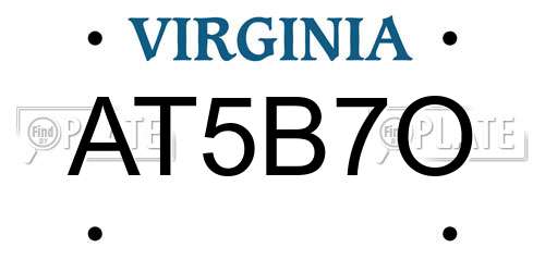 AT5B7O Virginia License Plate