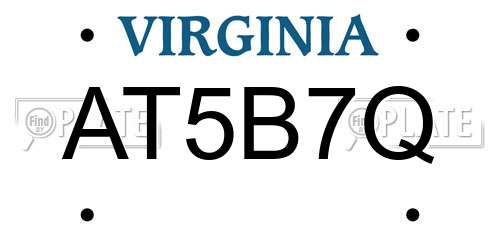 AT5B7Q Virginia License Plate