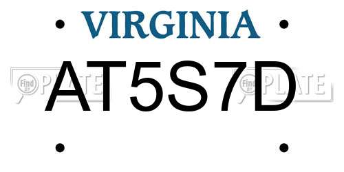 AT5S7D Virginia License Plate
