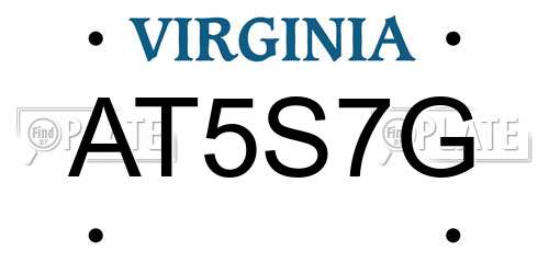 AT5S7G Virginia License Plate