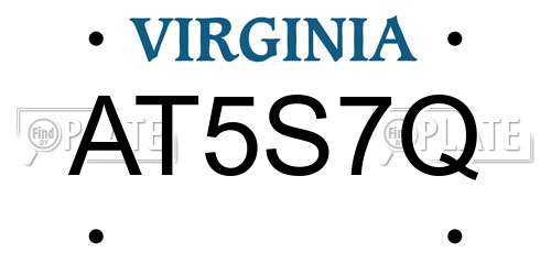 AT5S7Q Virginia License Plate