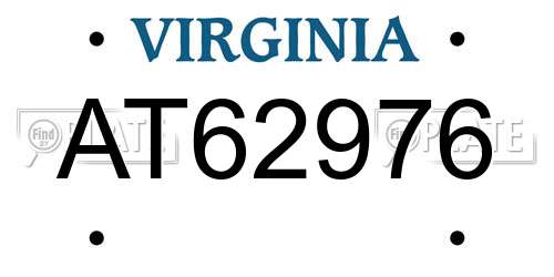 AT62976 Virginia License Plate