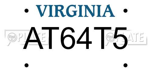 AT64T5 Virginia License Plate