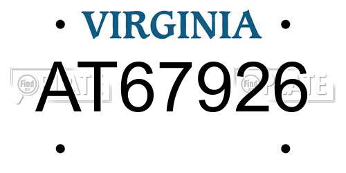 AT67926 Virginia License Plate