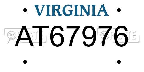 AT67976 Virginia License Plate