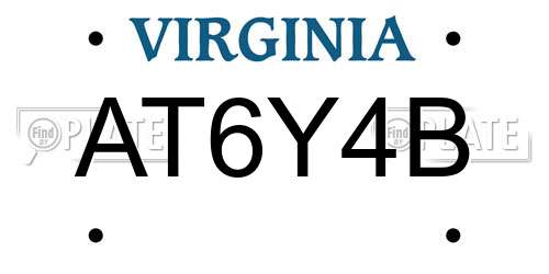 AT6Y4B Virginia License Plate
