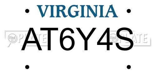 AT6Y4S Virginia License Plate