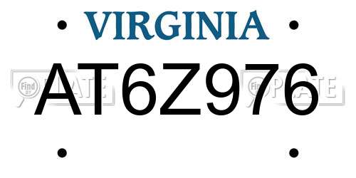 AT6Z976 Virginia License Plate