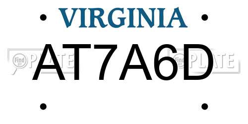 AT7A6D Virginia License Plate