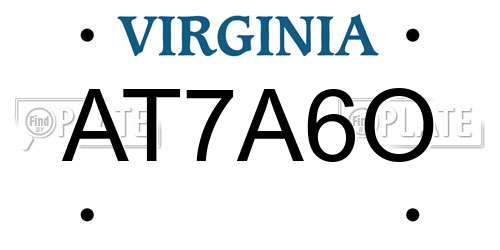 AT7A6O Virginia License Plate