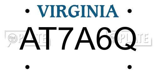 AT7A6Q Virginia License Plate