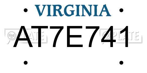 AT7E741 Virginia License Plate