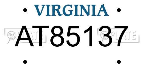 AT85137 Virginia License Plate