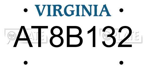 AT8B132 Virginia License Plate