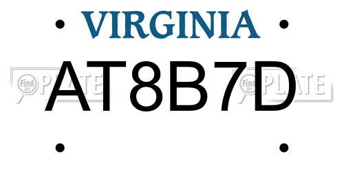 AT8B7D Virginia License Plate