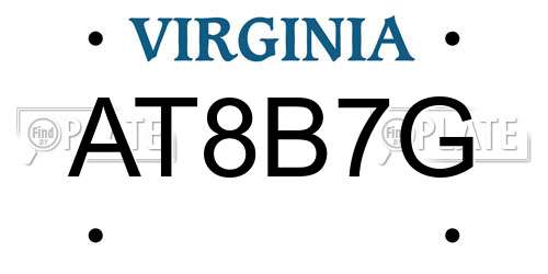 AT8B7G Virginia License Plate