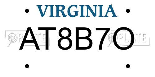 AT8B7O Virginia License Plate