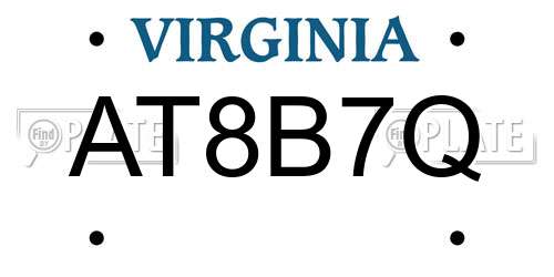 AT8B7Q Virginia License Plate