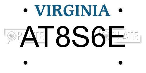 AT8S6E Virginia License Plate