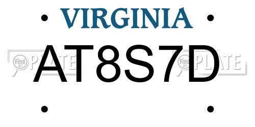 AT8S7D Virginia License Plate