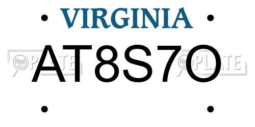 AT8S7O Virginia License Plate