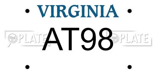 AT98 Virginia License Plate