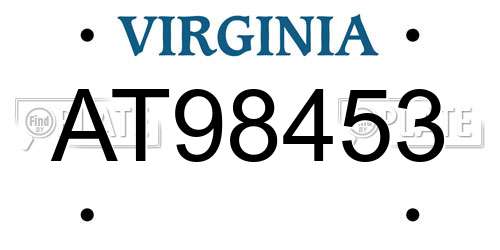 AT98453 Virginia License Plate