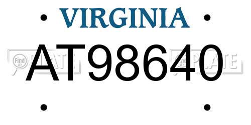AT98640 Virginia License Plate