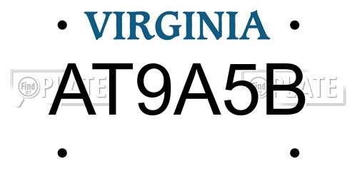 AT9A5B Virginia License Plate
