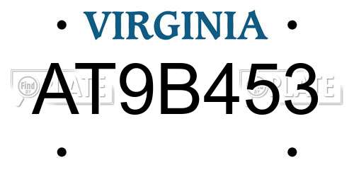 AT9B453 Virginia License Plate