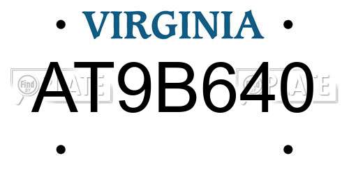 AT9B640 Virginia License Plate