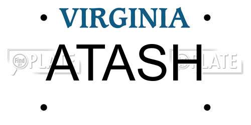 ATASH Virginia License Plate