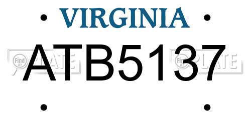 ATB5137 Virginia License Plate