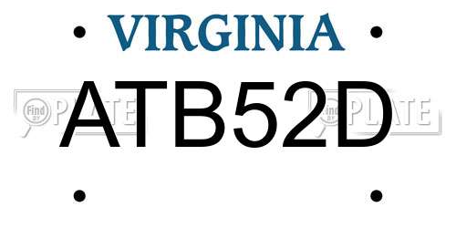 ATB52D Virginia License Plate