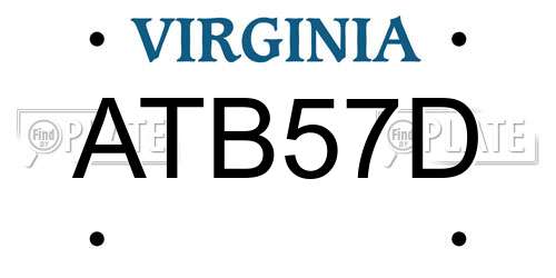 ATB57D Virginia License Plate