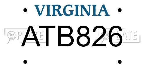 ATB826 Virginia License Plate